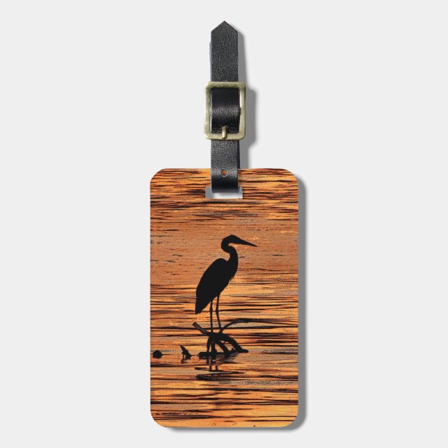 Heron vid Sunset Bagagebricka (Vertikal Framsida)