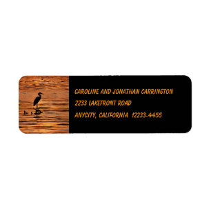Heron vid Sunset Returadress Etikett