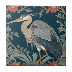 Heron William Morris stil Lämnat Sea Marine Bird Kakelplatta
