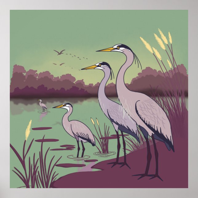 Herons by the Lake Poster (Framsidan)