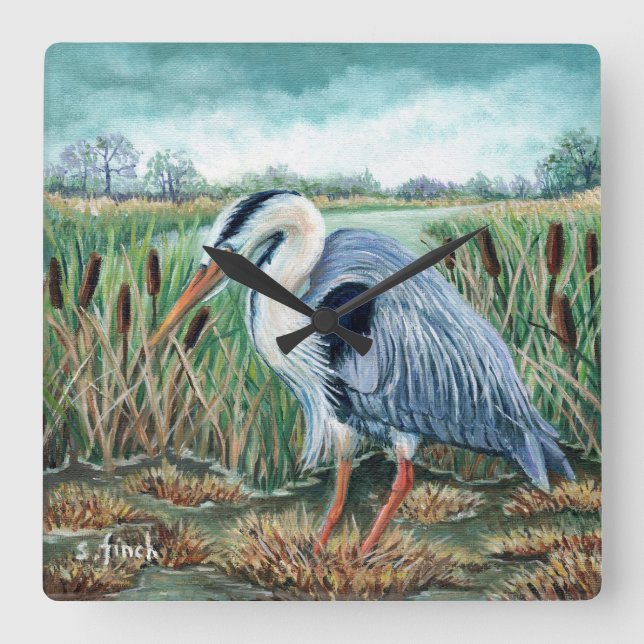 Heronsprit Fyrkantig Klocka (Framsida)