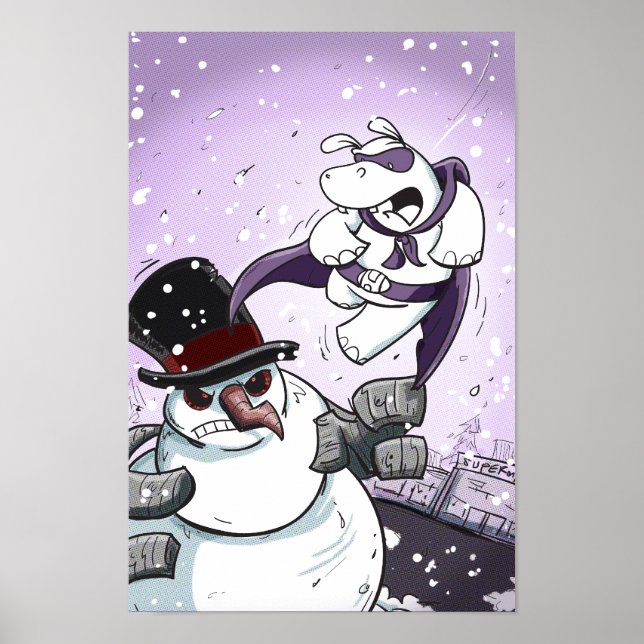 Heropotamus Vs Snögubbe Poster (Framsidan)