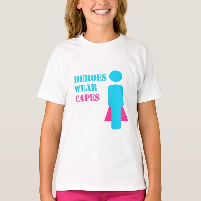 Heros Bära Capes (Teal/Rosa) T-Shirt (Framsida)