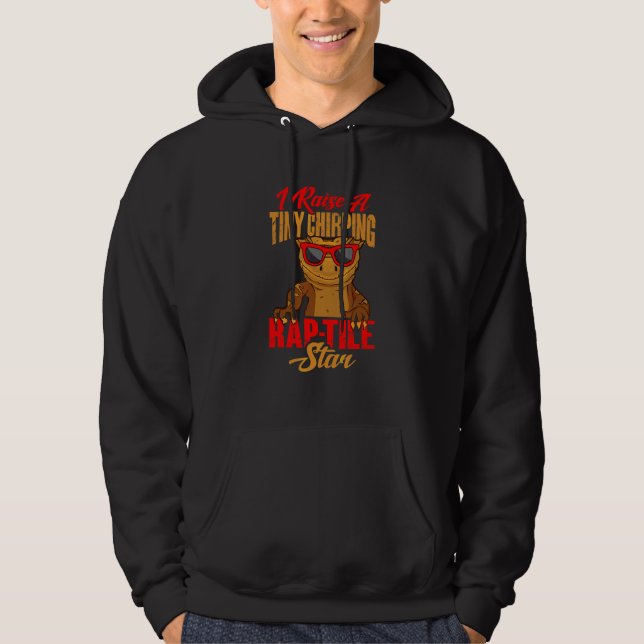 Herpetolog Krön Gecko Ögonfrans Ödla Hoodie (Framsida)
