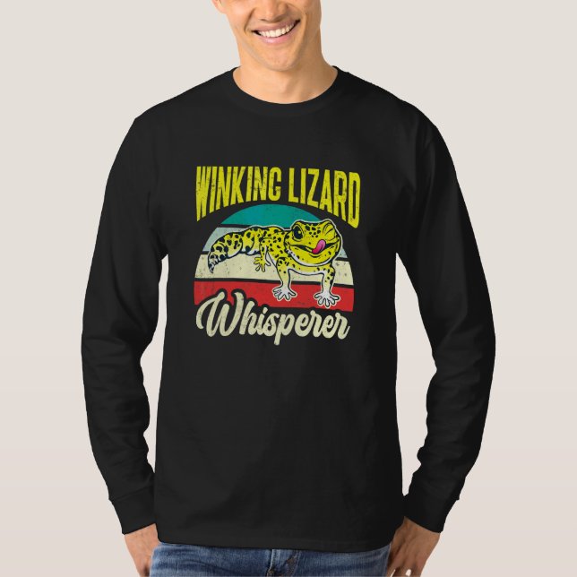 Herpetolog Vinkande Ödla Viska Retro Leopa T Shirt (Framsida)