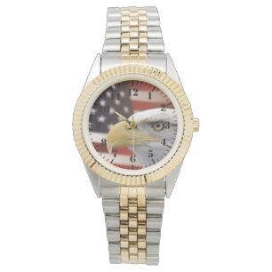 Herr American Eagle Flag Två-Tons Urklocka Armbandsur