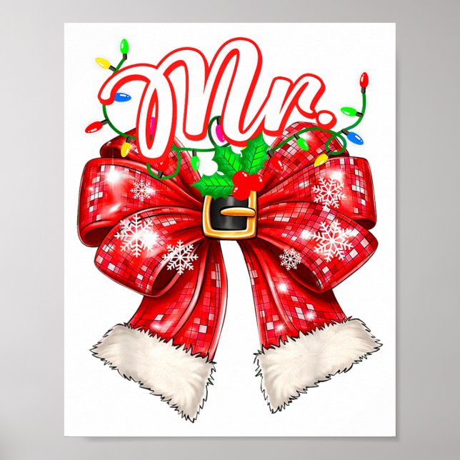 Herr &amp; Fru Par Coquette Bow Familj Jul Poster (Framsidan)