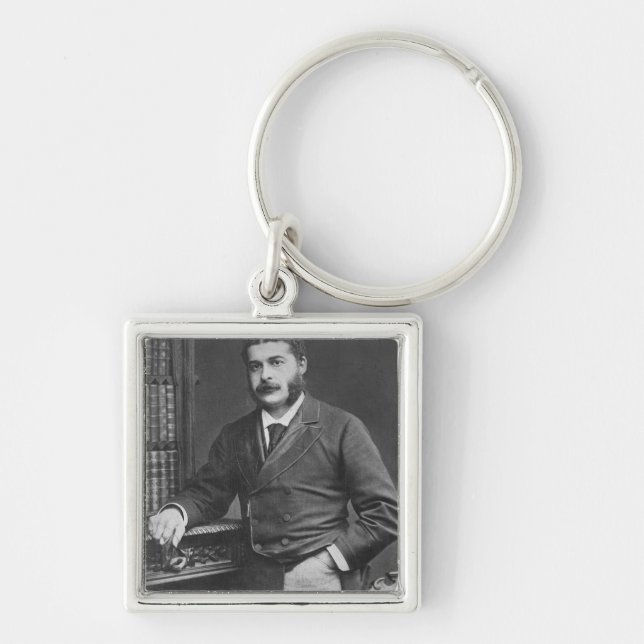Herr Arthur Sullivan Fyrkantig Silverfärgad Nyckelring (Framsidan)