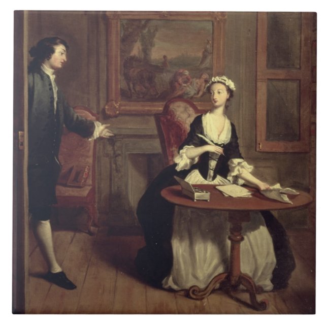 Herr B. finner Pamela handstil, illustration från Kakelplatta (Framsidan)
