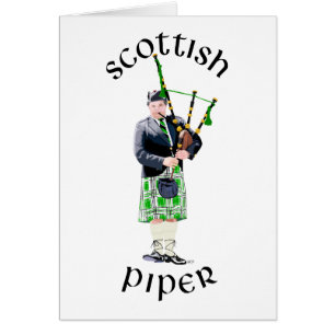 Herr Bagpiper i grön kilt Hälsningskort