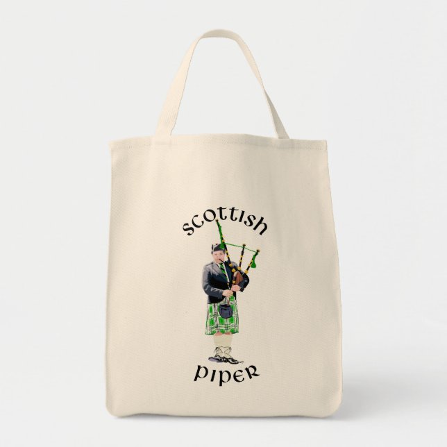 Herr Bagpiper i grön kilt Tygkasse (Framsidan)