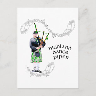 Herr Bagpiper i grön kilt Vykort
