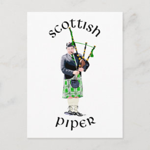 Herr Bagpiper i grön kilt Vykort