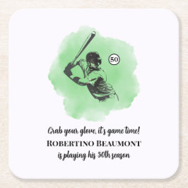 Herr Baseballträff 50-årsdag Underlägg Papper Kvadrat
