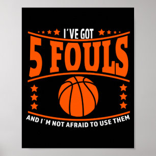 Herr basketboll spelare meme 5 fouls för basket poster