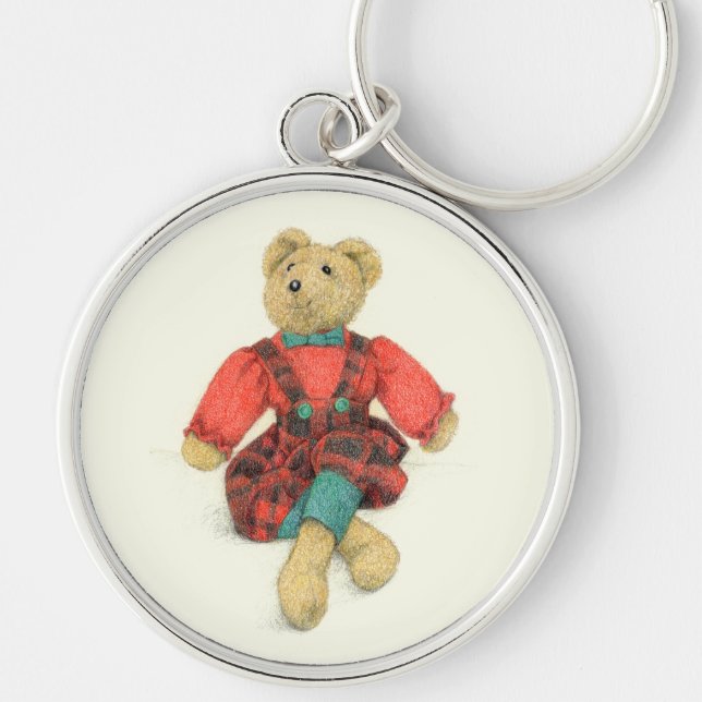 HERR! BeAR Premium Circle Keychain Rund Silverfärgad Nyckelring (Framsidan)