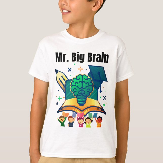  Herr Big Brain Rolig Smart Barn T-Shirt (Framsida)