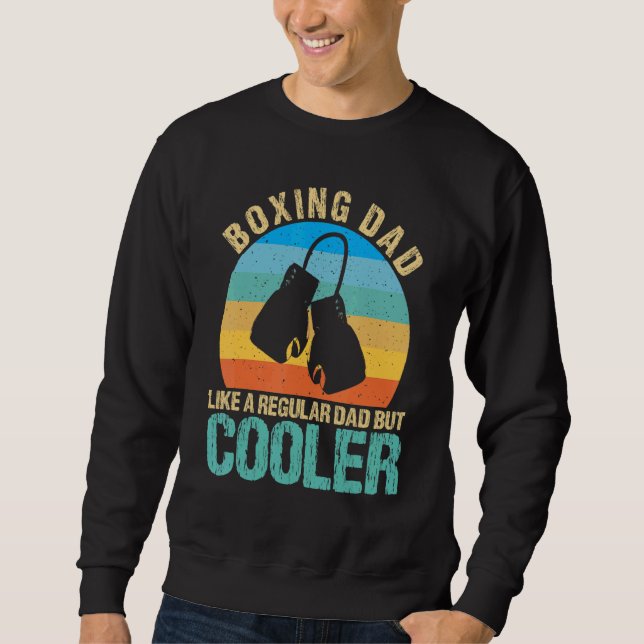 Herr Boxning Pappa Liksom En Vanlig Pappa Men Cool Lång Ärmad Tröja (Framsida)