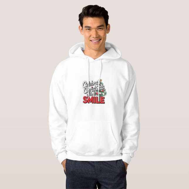 Herr Celebrate Christmas With A Smile Hoodie (Hel framsida)