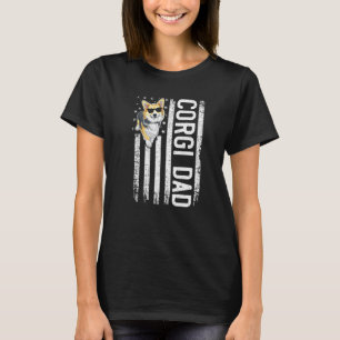 Herr Corgi För Hundpappa Wales Corgi USA:s Flagga T Shirt