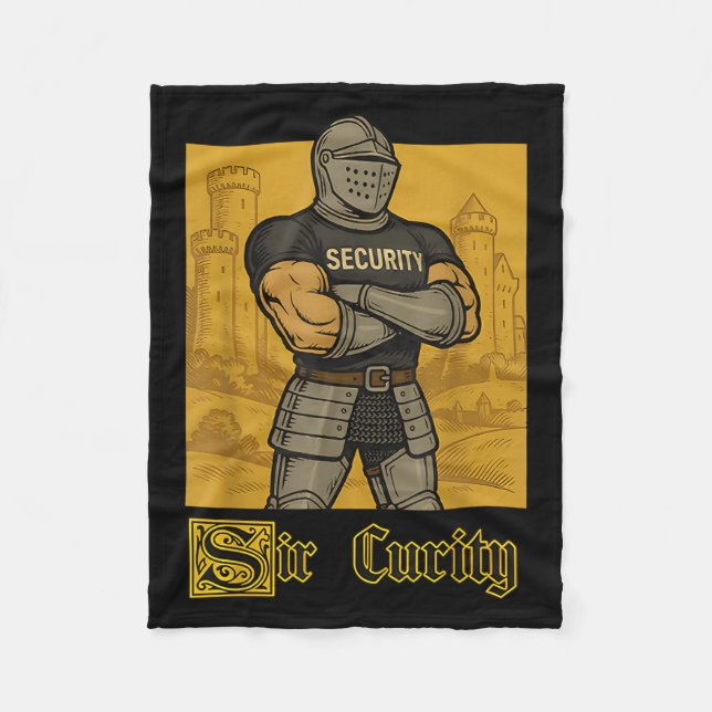 Herr Curity Funny Security Pun Knight Medieval Mem Fleecefilt (Framsidan)