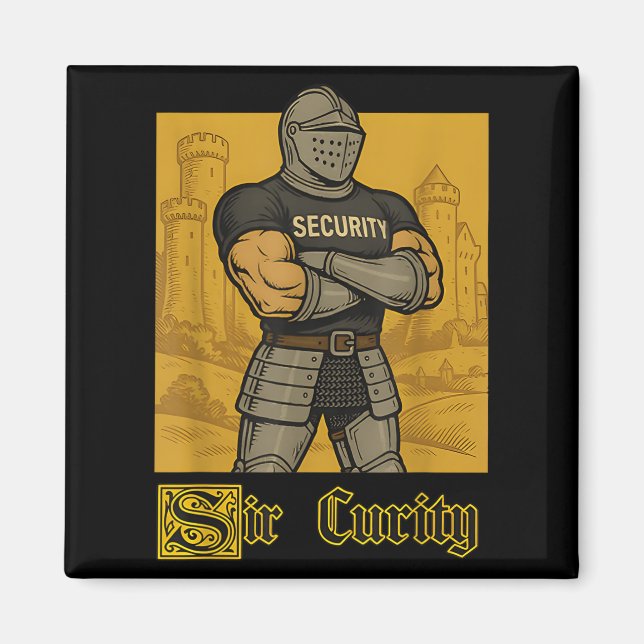 Herr Curity Funny Security Pun Knight Medieval Mem Magnet (Framsidan)