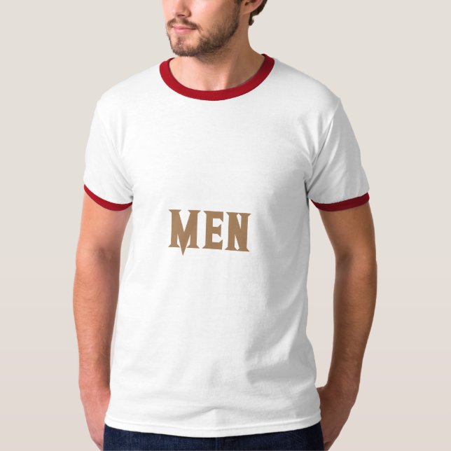 Herr Custom Text Ljusbrun Färg Basic Ringer T Shirt (Framsida)