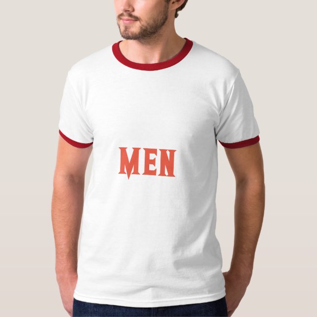 Herr Custom Text Orange Röd Färg Herrar Basic Ring T Shirt (Framsida)
