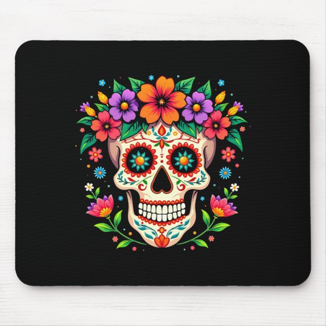 Herr Día De Los Muertos Sockersocker med blommor Musmatta (Framsidan)