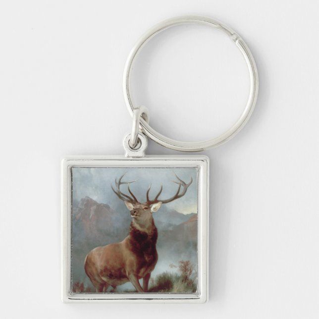 Herr Edwin Landseer | Glenmonark 1851 Fyrkantig Silverfärgad Nyckelring (Framsidan)