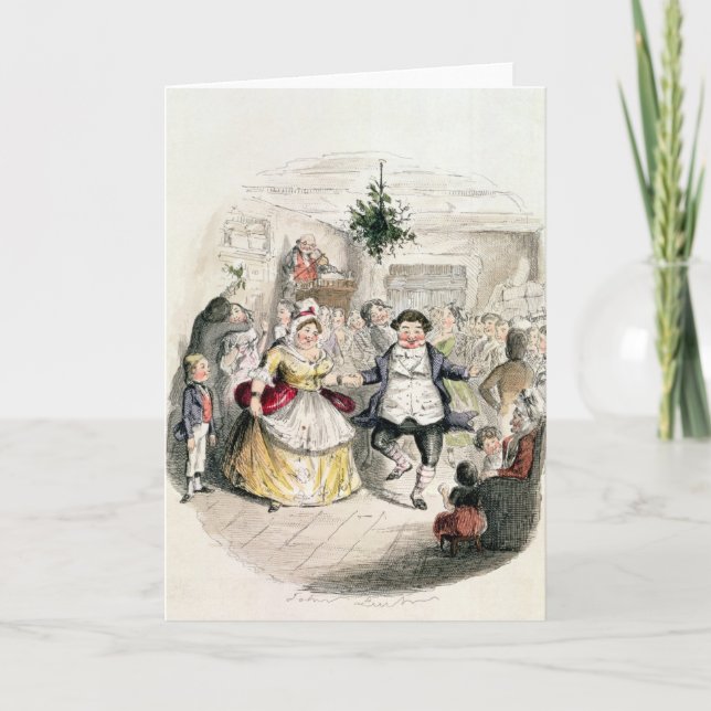 Herr Fezziwigs boll, från 'jul Carol Helgkort (Framsida)