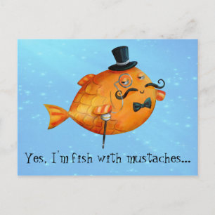 Herr Fishy Mustached Fish Vykort