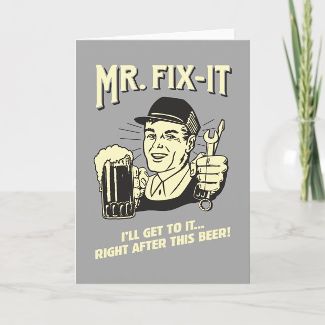 Herr Fixit: Efter denna öl Kort (Framsida)