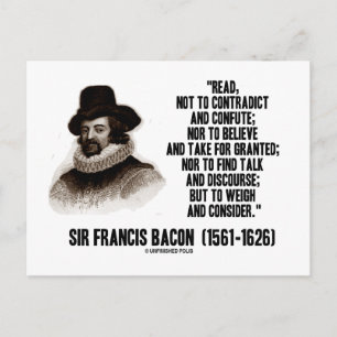 Herr Francis Bacon läser för att väga och överväga Vykort