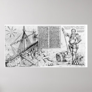 Herr Francis Drake tittar på lastningen av Frakt Poster