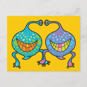 Herr & Fru Blob Tecknad Alien Kul Anpassad Postkor Vykort