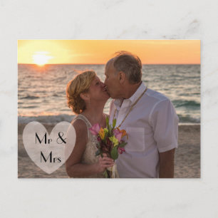 "Herr & Fru" bröllop eller Elopement-kunngöranden Meddelande Vykort