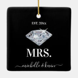 Herr & Fru Bröllop Svart & Vitt Julgransprydnad Keramik