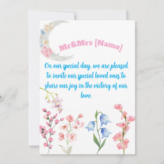 Herr & fru Bröllopsinbjudan med blommor och fjäril Inbjudningar