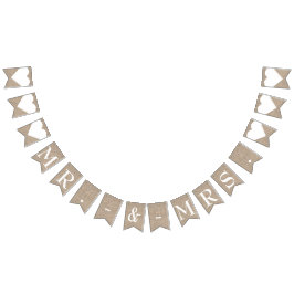 Herr & Fru Burlap Bröllop Bröllopsfest Förlovning Vimplar