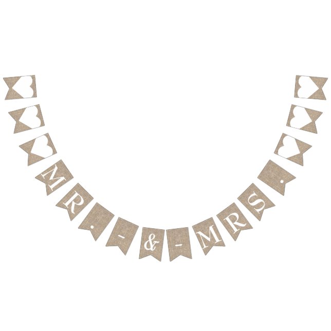 Herr & Fru Burlap Bröllop Bröllopsfest Förlovning Vimplar (Alla)