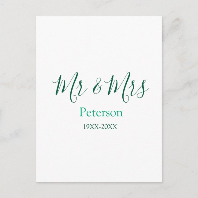 Herr & Fru efternamn gifta år bröllop förlovning Vykort (Framsida)