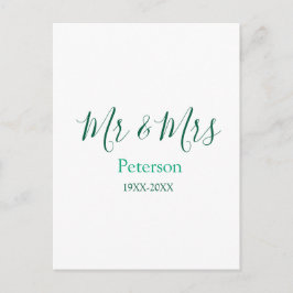 Herr & Fru efternamn giftermål år bröllop förlovni Vykort