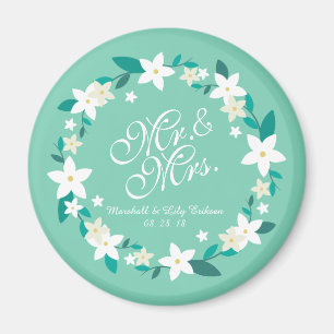 Herr & Fru Elegant Blommigt som gifta sig den Magnet