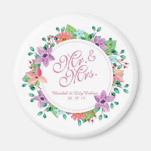 Herr & Fru Elegant Blommigt som gifta sig den Magnet