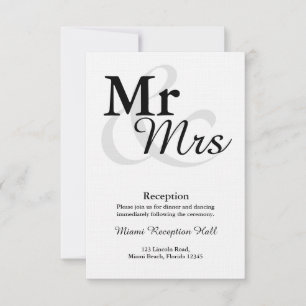 Herr&Fru Enkel Elegant Typografi Bröllopsmottagnin Inbjudningar