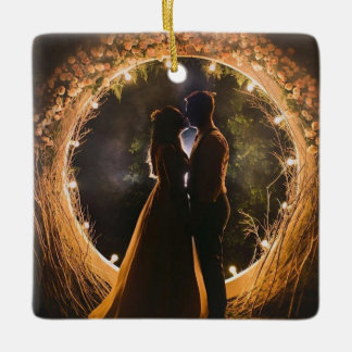 Herr & Fru Foto Bauble, Första julen gift Julgransprydnad Keramik