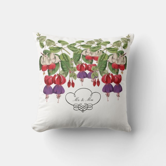 Herr & Fru Fuschia blommadekorativ kudde (Framsida)