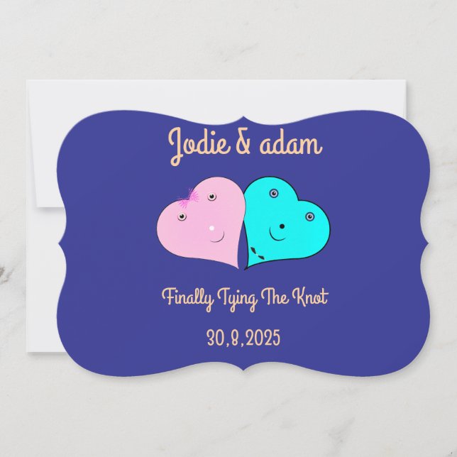 herr & fru hjärtan  inbjudningar (Framsida)