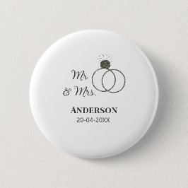 Herr & Fru lägg familjen namn datum år bröllopsgåv Knapp